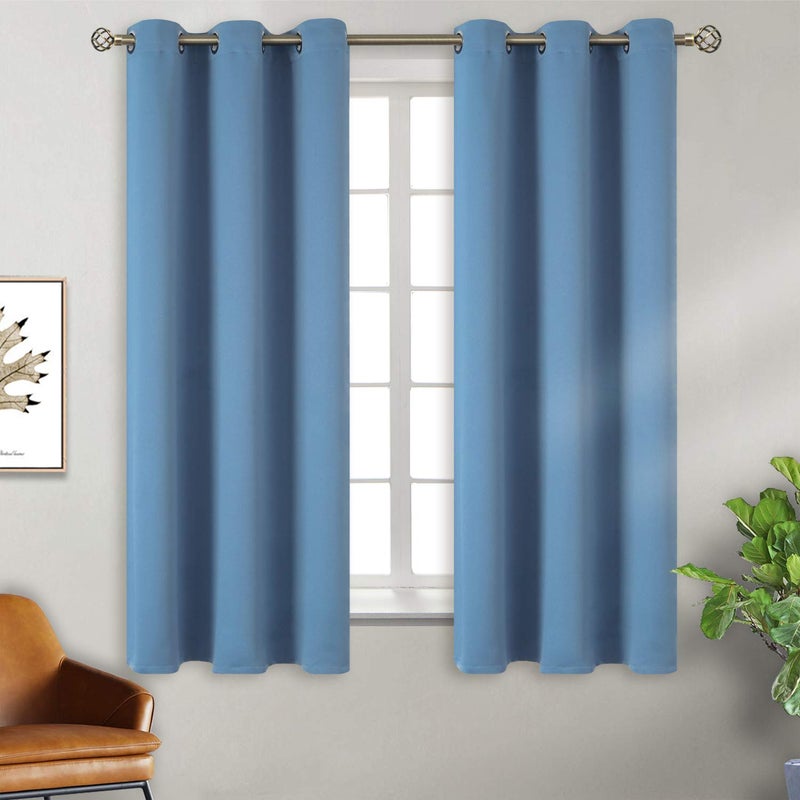 BGment Blackout Curtains for Bedroom - Grommet Thermal Insulated Room Darkening Curtains for Living Room  Set of 2 Panels (38 x 63 Inch  Faded Denim) - Image 1