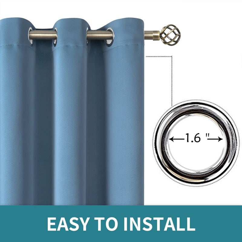 BGment Blackout Curtains for Bedroom - Grommet Thermal Insulated Room Darkening Curtains for Living Room  Set of 2 Panels (38 x 63 Inch  Faded Denim) - Image 5