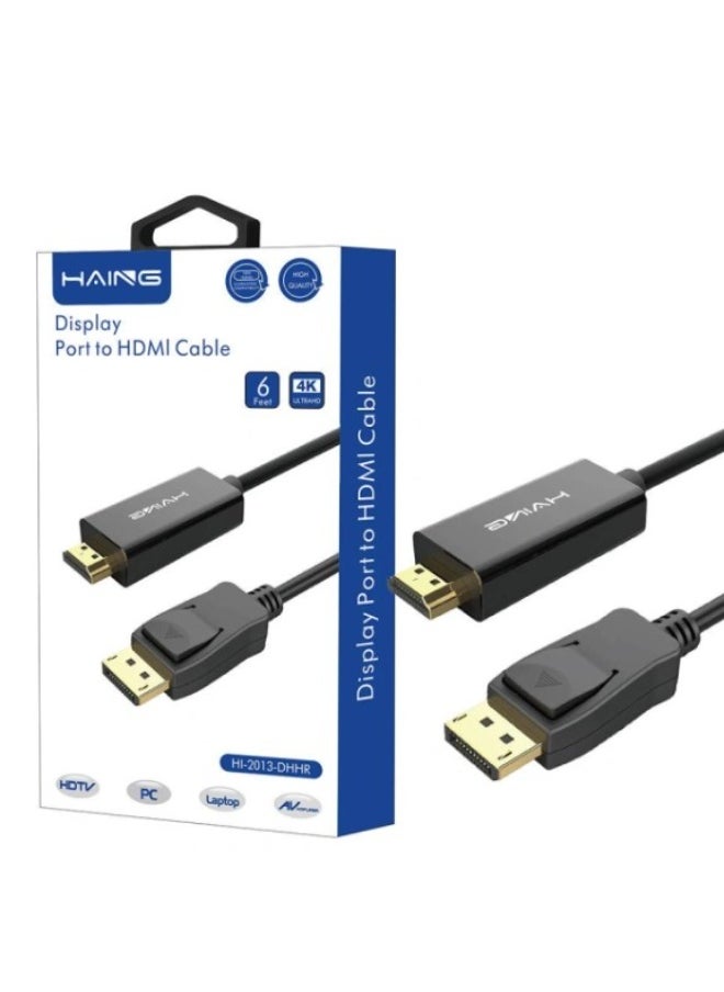 Haing DisplayPort (DP) to HDMI Cable, 4K Resolution  - Image 1