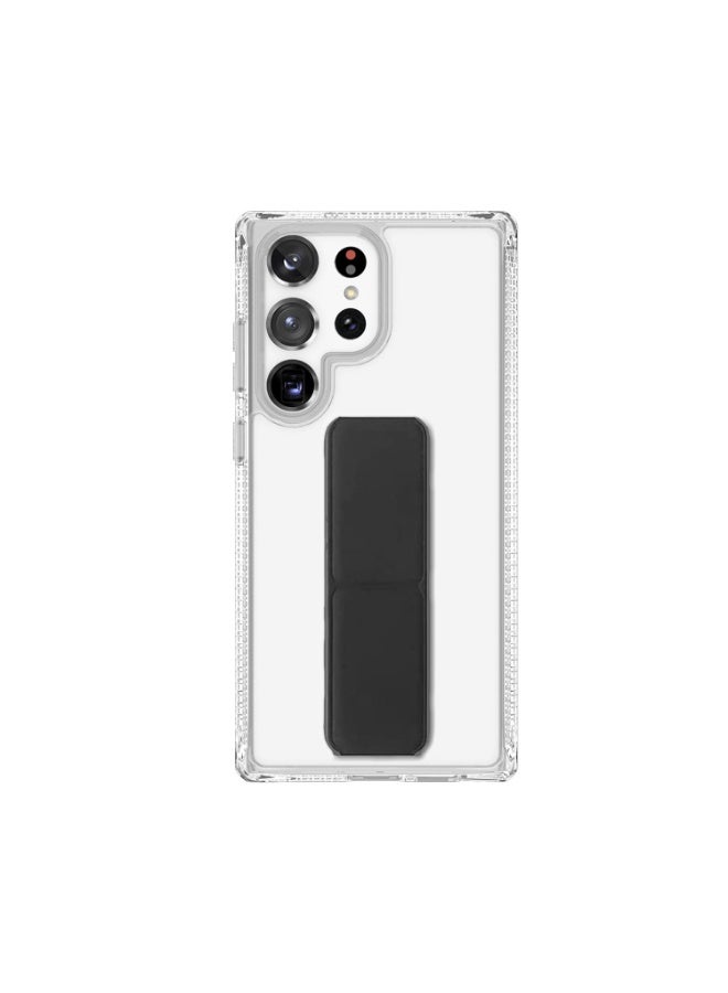 Galaxy S25 Ultra Case Fully Covered With Finger Grip Stand Holder Anti Slip Shockproof Protective Case Cover For Samsung Galaxy S25 Ultra 5G Clear