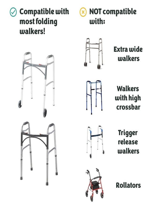 Sigo Green Walker Tray for Rolling Folding Walker, Tray Table with Cup Holder for Standard Walkers Seniors, Detachable Non Slip TV Accessories Basket Holding Plate Cups Clip On Small Bag Carrier - Image 5