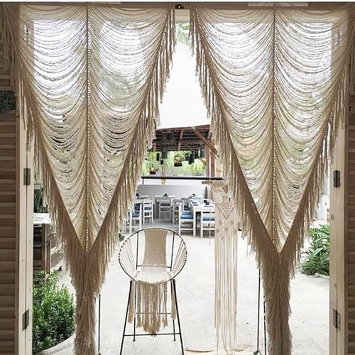 Macrame Curtain Room Divider Doorway CurtainBoho Curtain Doorway Window Wall Decor Fiber Yarn Art Craftsmanship Bedroom Wedding Backdrop Headboard Dcor 41 W x 75 L1 Panel
