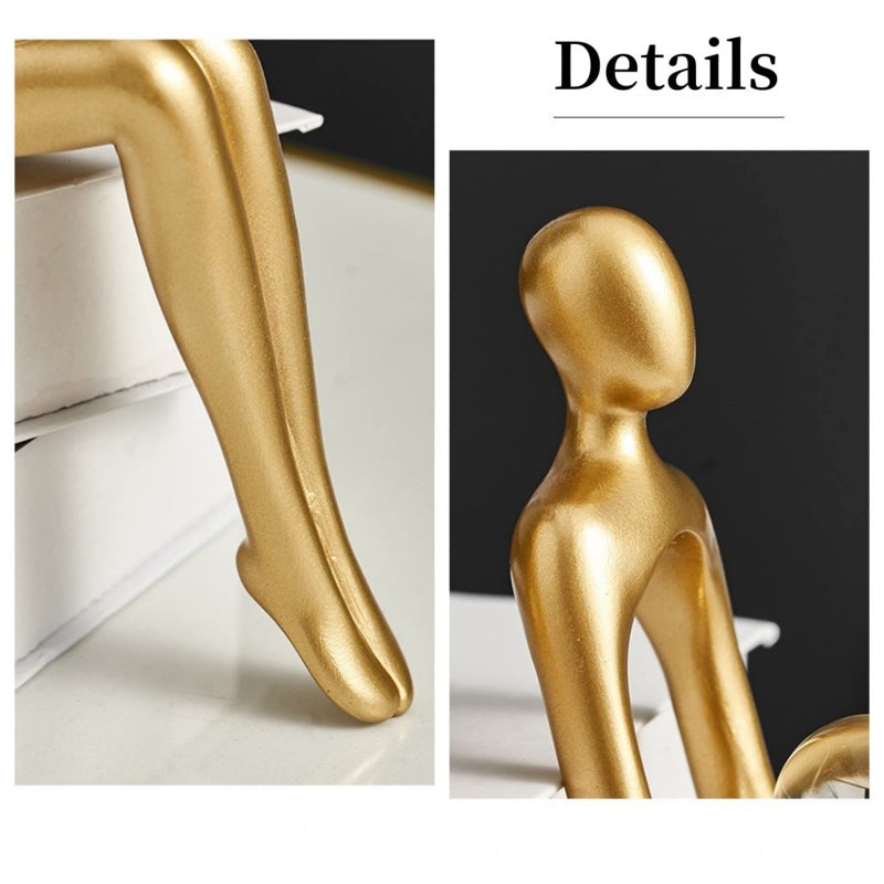 Prettidecor Gold Home Decor Thinker Statue Accents, Set of 3 Thinker Sculptures Office Decor Modern Abstract Resin Decoration on Shelf Table Desk for Living Room Office Bedroom (Large Gold) - Image 3