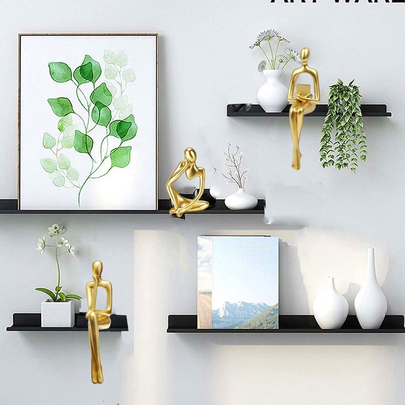 Prettidecor Gold Home Decor Thinker Statue Accents, Set of 3 Thinker Sculptures Office Decor Modern Abstract Resin Decoration on Shelf Table Desk for Living Room Office Bedroom (Large Gold) - Image 5