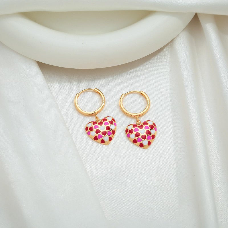 WOWORAMA Colorful Heart Earrings for Women Pink Love Heart Earrings Pink Red Heart Hoop Earrings Unique Statement Huggie Earrings - Image 4