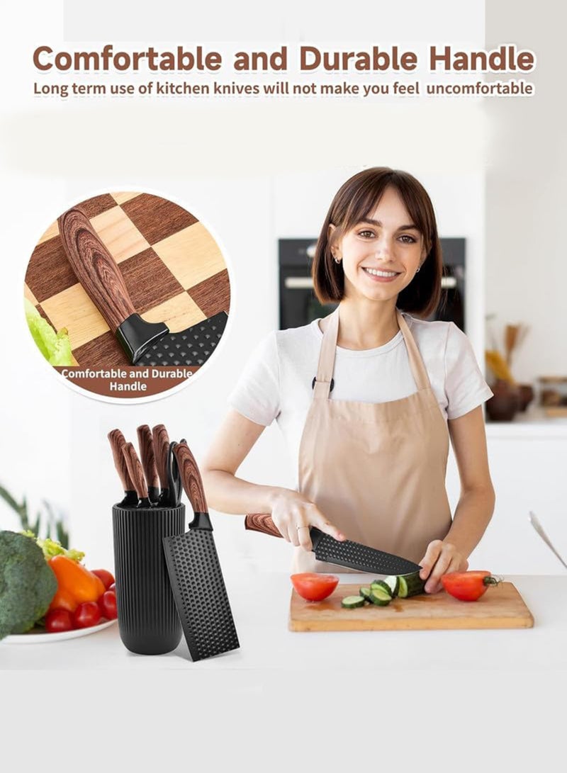 NextWave Kitchen Knife Set,6-Piece Black Kitchen Knife Set with Knife Block – Non-Stick Stainless Steel Sharp Blades, Anti-Rust & Ergonomic Design for Home, Restaurant - Image 3