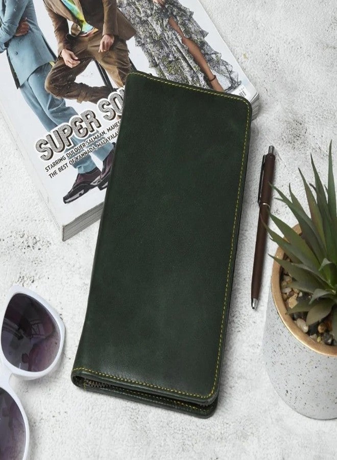 MaheTri Blair Women's Leather Wallet | Genuine Leather Women's Clutch | Zip Closure Purse with Multiple Pockets | Multiple Card Slots with Zipper Coin & Money Pocket (Olive Green) - Image 4