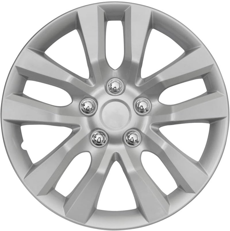 BDK (4-Pack) Premium 16 Inch Rim Wheel Cover Hubcaps for Cars Trucks SUVs Vans, Direct OEM Replacement Universal Fit Snap-On ABS Hubcaps 16 inch Wheel Covers - Set of 4 Hub Caps - 10-Spokes Silver - Image 1