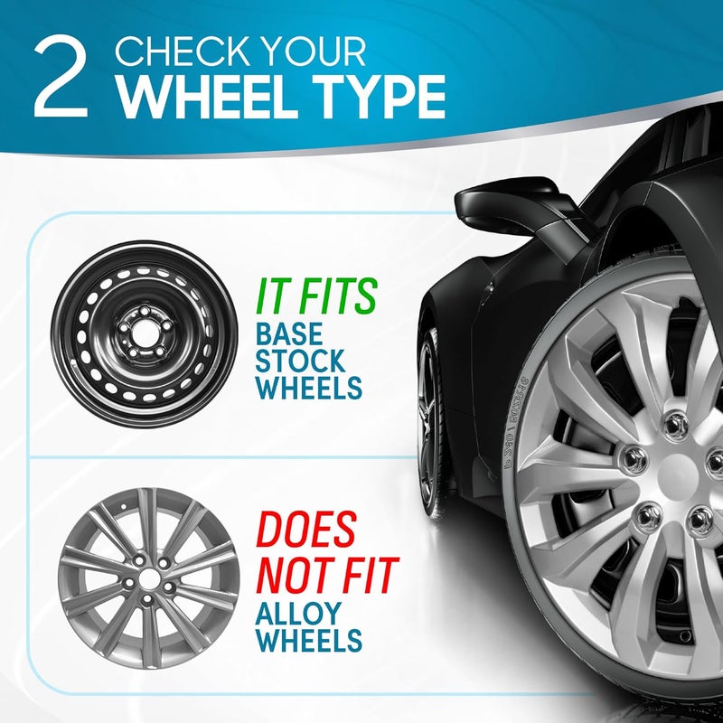 BDK (4-Pack) Premium 16 Inch Rim Wheel Cover Hubcaps for Cars Trucks SUVs Vans, Direct OEM Replacement Universal Fit Snap-On ABS Hubcaps 16 inch Wheel Covers - Set of 4 Hub Caps - 10-Spokes Silver - Image 5
