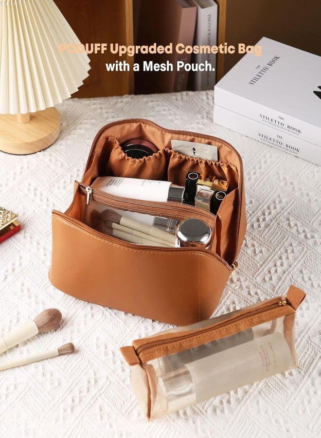 PUSHKH Travel Cosmetic Organizer Bag, Makeup Bag for Women, Portable Toiletry Divider Bag with Brush Zipper Pouch, Multicolor - Image 4