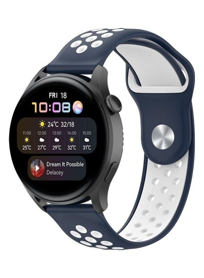 NIBEMINENT Two Colour Silicone Replacement Strap Watchband For Huawei Watch 3 / Pro 22mm Blue - Image 4