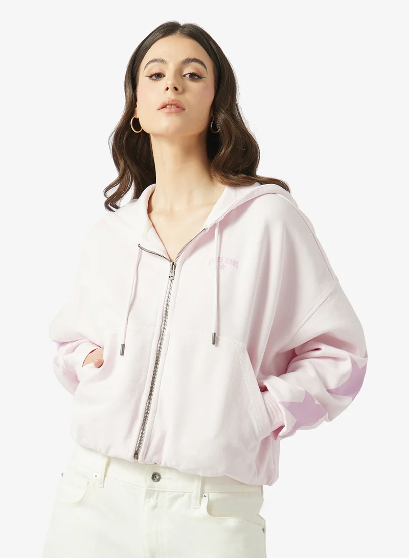Pocket Detailed Zip Through Hooded Sweatshirt