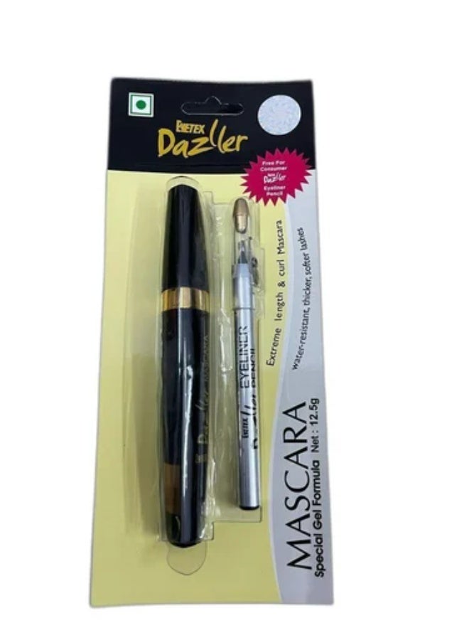 Dazzler Eyecomber Combo Pack: Mascara (Black), 12.5g + Eyeliner (Sharpener Included) (Black)