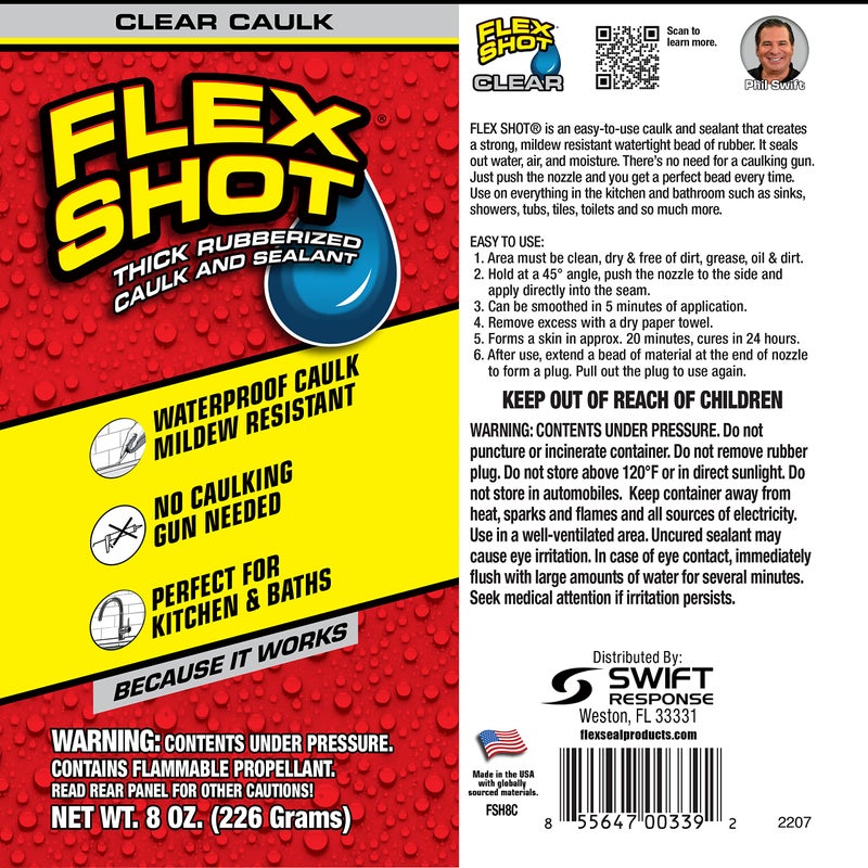 Flex Shot Rubber Adhesive Sealant Caulk, 8-oz, Clear - Image 2