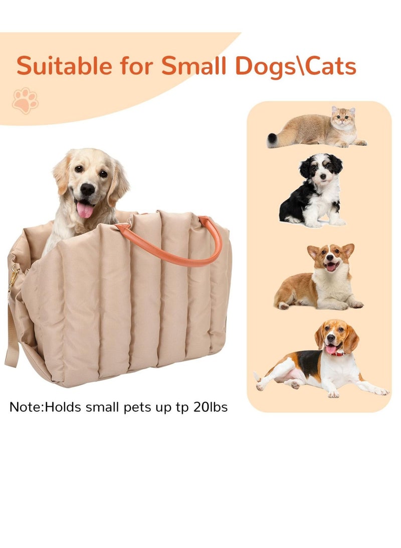 Excefore مقعد سيارة للكلاب الصغيرة والمتوسطة، مقعد سيارة قابل للطي، مقعد محمول للكلاب والقطط، مع تصميم مضاد للانزلاق، مقعد رفع، وسادة وحزام أمان، سرير موطن للكلاب للسفر والعطلات - Image 5