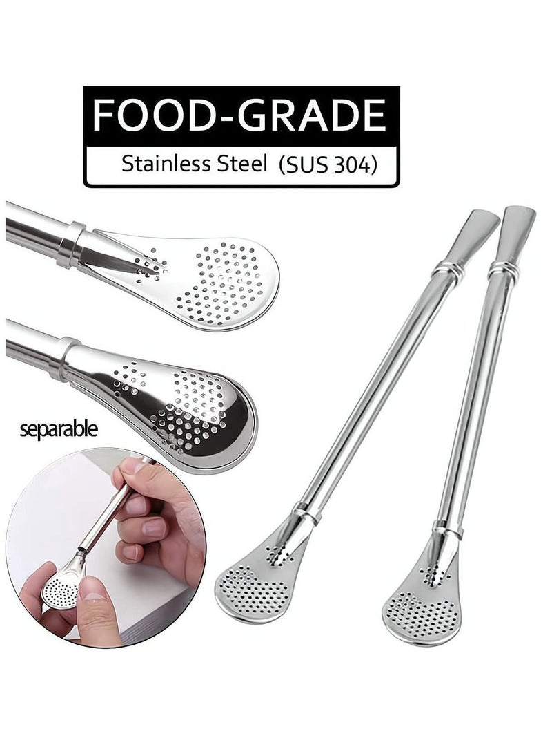 NIBEMINENT 230ml Yerba Mate Tea Cup Wood Grain Color Stainless Steel Double Walled Easy Wash Household Insulation Gourds for Loose Leaf Drinking with Bombilla Straw - Image 2