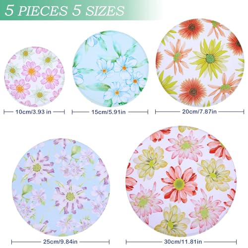 Revahope 5 Pieces Bowl Covers Reusable, 5 Size Elastic Cloth Bowl Covers for Bread Proofing Stretch Food Covers Washable for Food Fruits Leftover (Daisy) - Image 2