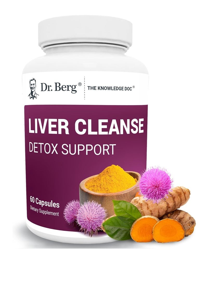 Liver Cleanse Detox Capsules w/Unique Blend of Milk Thistle, Ox Bile & Folate - Liver Supplement Includes Turmeric, Black Pepper & Choline - 60 Capsules