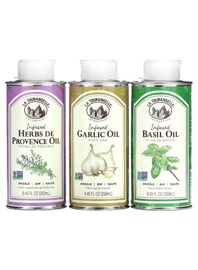 La Tourangelle, French Infused Trio Artisan Oils, 3 Cans, 8.45 fl oz (250 ml) Each