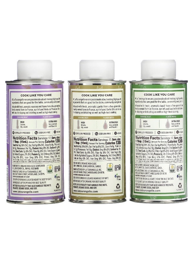 La Tourangelle, French Infused Trio Artisan Oils, 3 Cans, 8.45 fl oz (250 ml) Each
