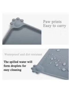 MahMir Medium Size Feeding Mat, For Cat and Dogs Silicone Bowl Mat, Feeding Mat, Waterproof Dog Cat Mat Pet Placemat Premium Silicone FDA Grade Non-stick Non Slip Anti Spill Easy Clean  ( L. Grey )  - Image 2