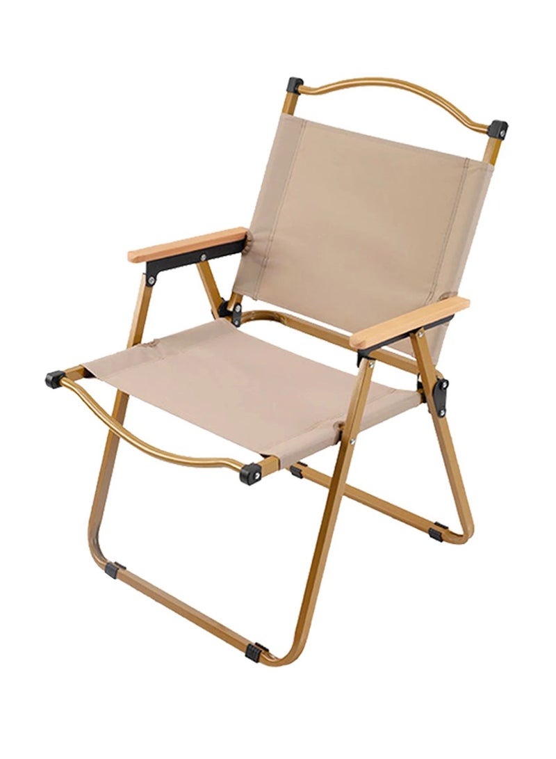 AGD Comfortable Folding Camping Chair for Outdoor Activities with Backrest and Armrests, Golden - Image 1