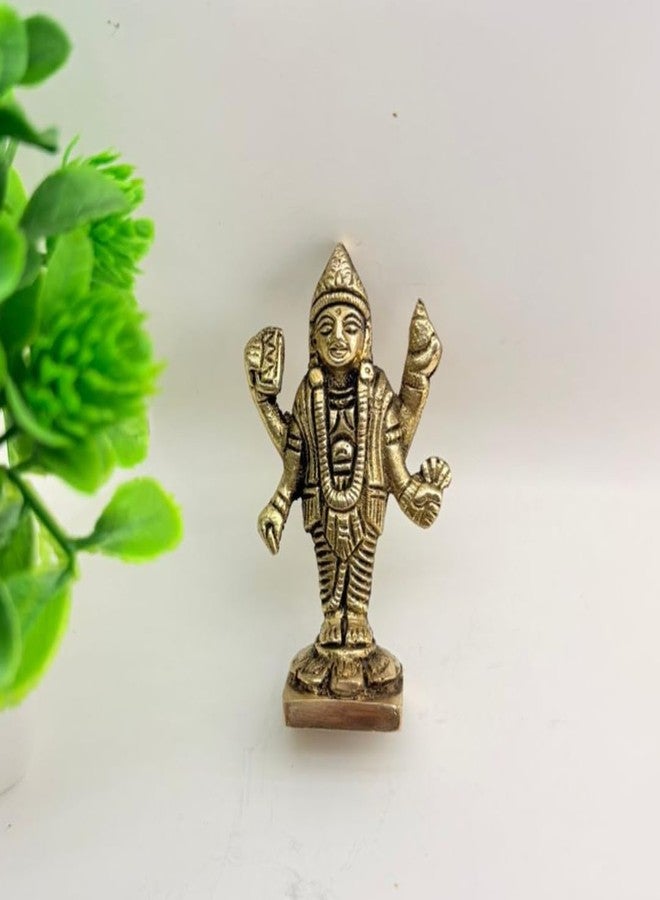 Navyaksh Weight -100 GRAM Brass Dhanvantari Statue, Gold, Traditional Style, Small, Religious Idol for Home Decor, Height - 2.5 INCH BREADTH - 1.5 INCH with Free GANGAJAL (60ML) - Image 4