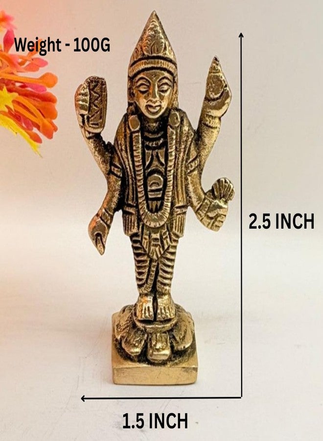 Navyaksh Weight -100 GRAM Brass Dhanvantari Statue, Gold, Traditional Style, Small, Religious Idol for Home Decor, Height - 2.5 INCH BREADTH - 1.5 INCH with Free GANGAJAL (60ML) - Image 2