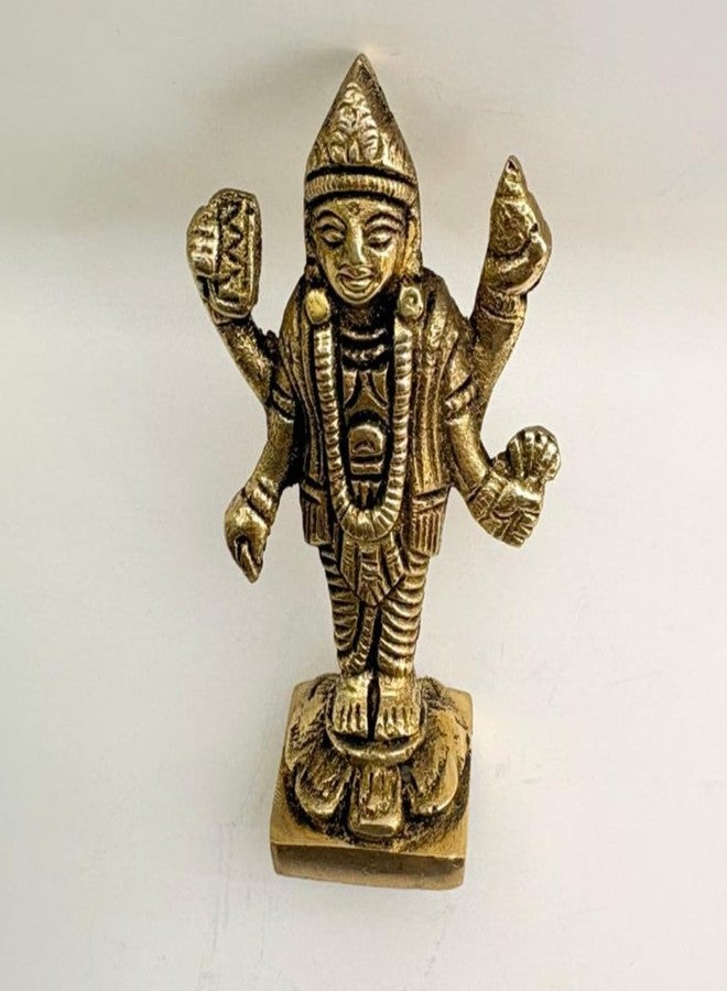 Navyaksh Weight -100 GRAM Brass Dhanvantari Statue, Gold, Traditional Style, Small, Religious Idol for Home Decor, Height - 2.5 INCH BREADTH - 1.5 INCH with Free GANGAJAL (60ML) - Image 5