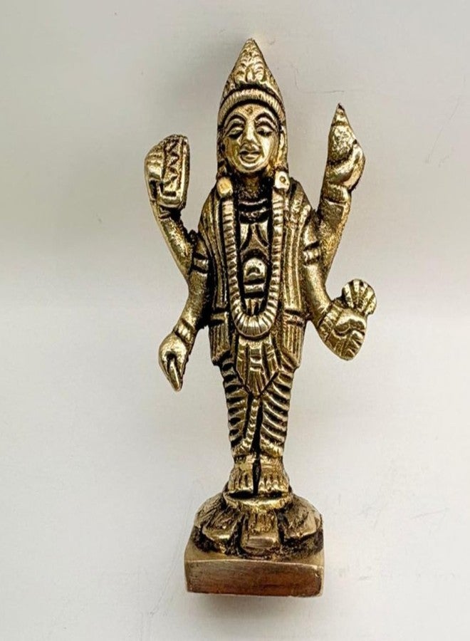 Navyaksh Weight -100 GRAM Brass Dhanvantari Statue, Gold, Traditional Style, Small, Religious Idol for Home Decor, Height - 2.5 INCH BREADTH - 1.5 INCH with Free GANGAJAL (60ML) - Image 3