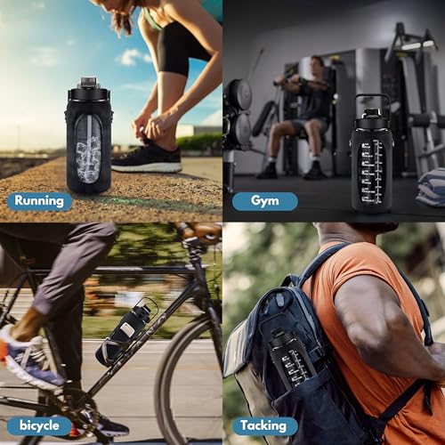 Schmick Plastic 2 Liters Black Water Bottle For Girls, Boys, Home, Office, Gym - Water Bottle With Cover Having Mobile Pocket & Coin/Key/Card Pocket - Image 5