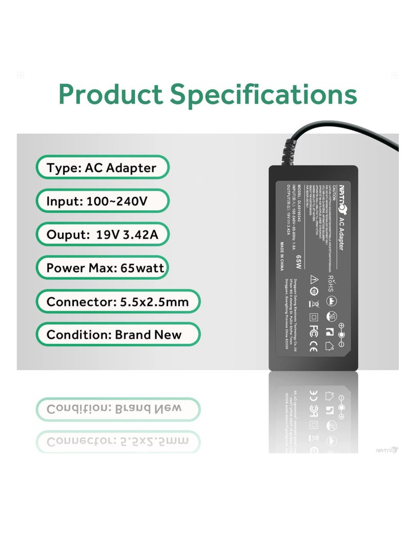 Generic 19V 3.24A 65W Laptop Charger for Acer Notebook Computer PC Power Cord Supply Lead AC Adapter Aspire Nitro Spin Travel Mate series Connector: 5.5 x 1.7mm  - Image 5