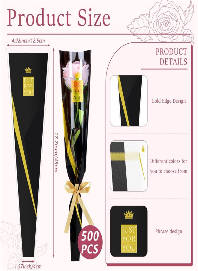 EXCEFORE, 500 Pcs Single Rose Clear Wrapping Bags, Single Flora Packaging Sleeve Bags for Florist Bouquet Romantic Supplies, for Mother's Day Anniversary Wedding Birthday Gift - Image 5