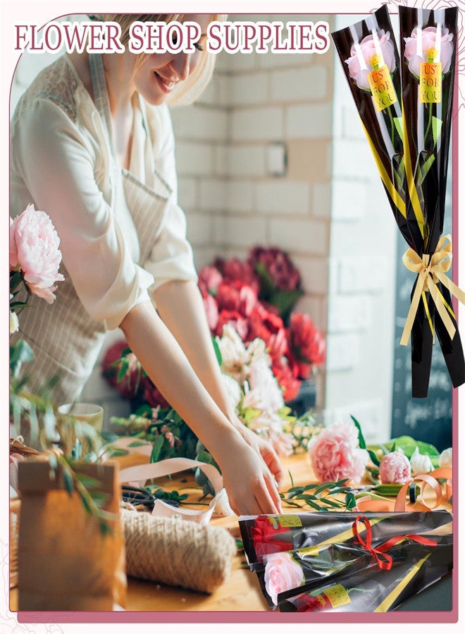 EXCEFORE, 500 Pcs Single Rose Clear Wrapping Bags, Single Flora Packaging Sleeve Bags for Florist Bouquet Romantic Supplies, for Mother's Day Anniversary Wedding Birthday Gift - Image 4