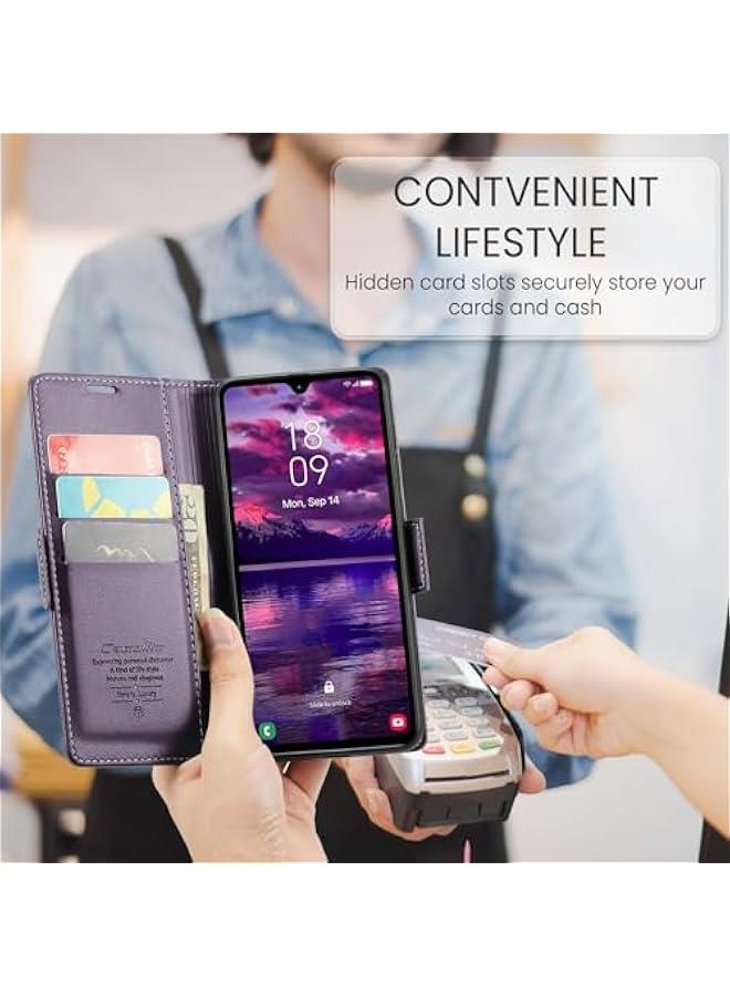 غلاف هاتف مغناطيسي رقيق لـ Samsung Galaxy A05S 4G مع حامل بطاقة وغلق جلدي مانع للتشويش، متين ضد الصدمات وحماية ضد الخدوش - Image 3