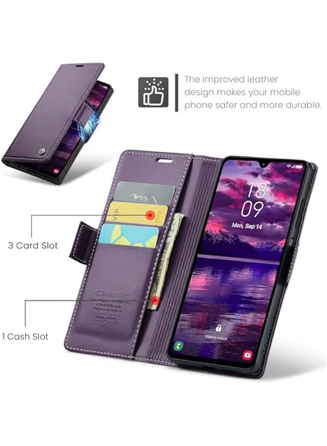 غلاف هاتف مغناطيسي رقيق لـ Samsung Galaxy A05S 4G مع حامل بطاقة وغلق جلدي مانع للتشويش، متين ضد الصدمات وحماية ضد الخدوش - Image 5