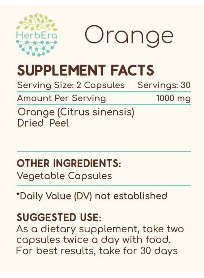 HerbEra Orange 60 Capsules, 500 mg, Orange (Citrus Sinensis) Dried Peel (60 Capsules) - Image 4