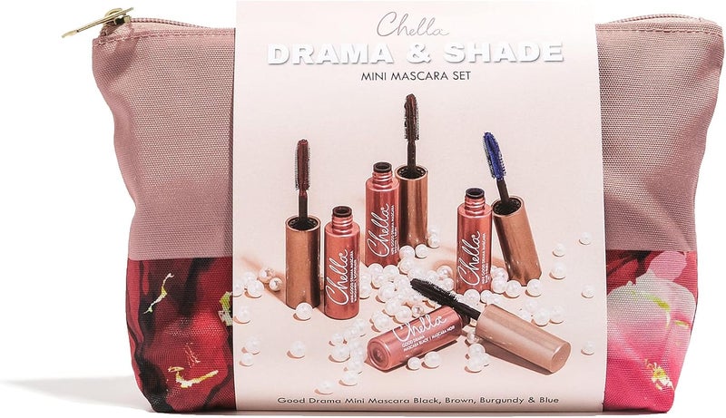 Chella Drama Shade Mini Good Drama Mascara Set Set of 4 Travel Sized Mascara with Travel Bag