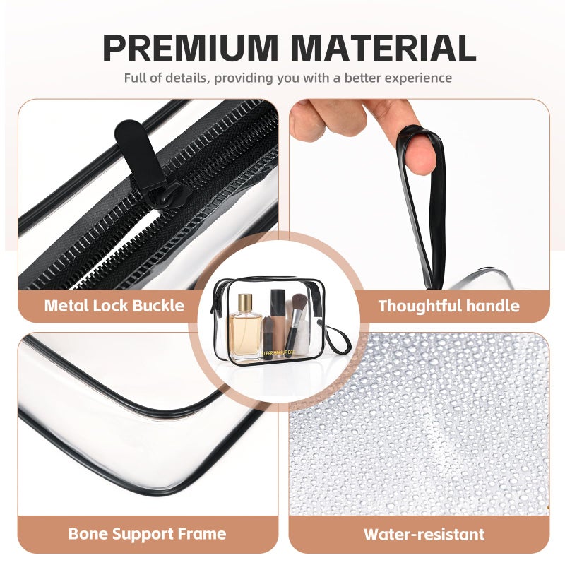 Icramsy Clear Makeup Bag,2 Pack TSA Approved Toiletry Bag Travel Toiletry Bag Hanging Makeup Cosmetic bag for Women Men (Black). - Image 3
