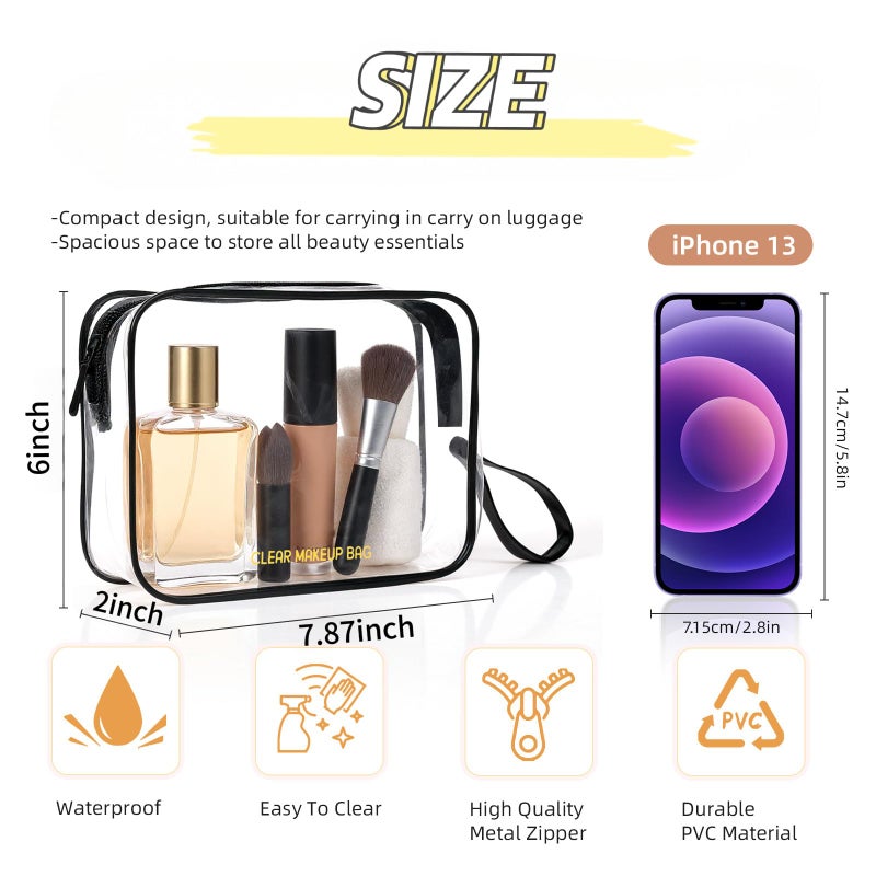 Icramsy Clear Makeup Bag,2 Pack TSA Approved Toiletry Bag Travel Toiletry Bag Hanging Makeup Cosmetic bag for Women Men (Black). - Image 2