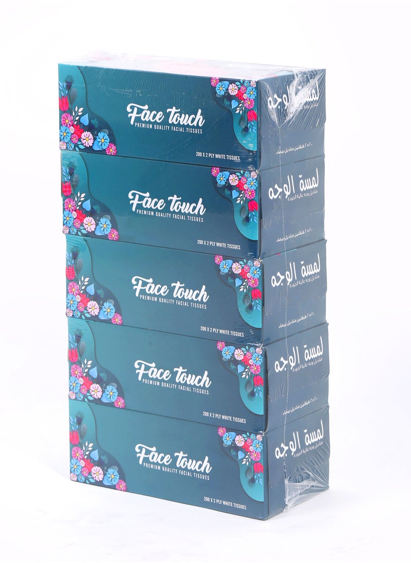 eazy pack Face touch Facial Tissue 200 Sheets x 2 Ply 5 Pieces  - Image 1