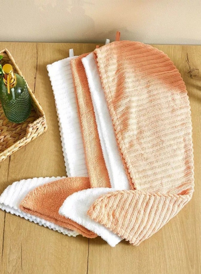 1Chase 100% Cotton Terry Ribbed Hair Towel Wrap,White 68x23CM - Image 2
