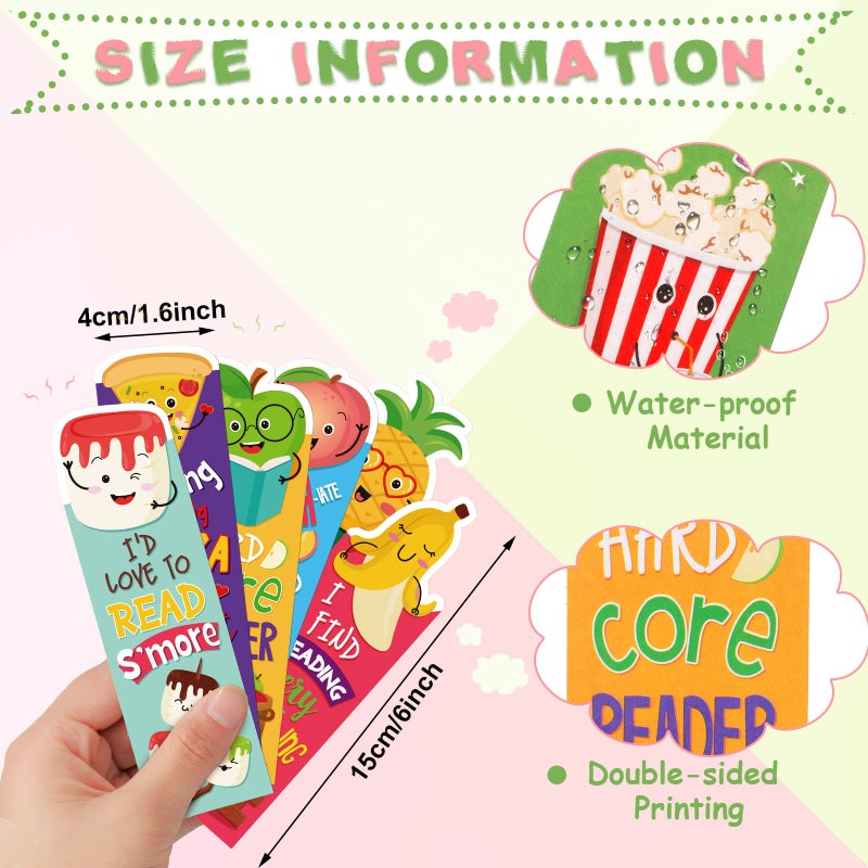 Tinlade 90 Pieces Scratch and Sniff Bookmarks Fruit Scented Bookmarks Classroom 9 Styles Cute Marshmallow Pizza Apple Peach Back to School Stuff for Kids Valentine's Gift Girls Boys Student - Image 5