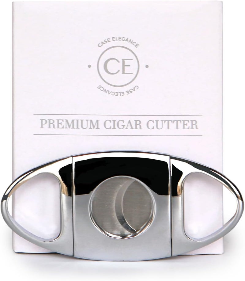 CASE ELEGANCE Classic Cigar Cutter Stainless Steel Sharp Guillotine Blades with Polished Chrome Finish - Image 1