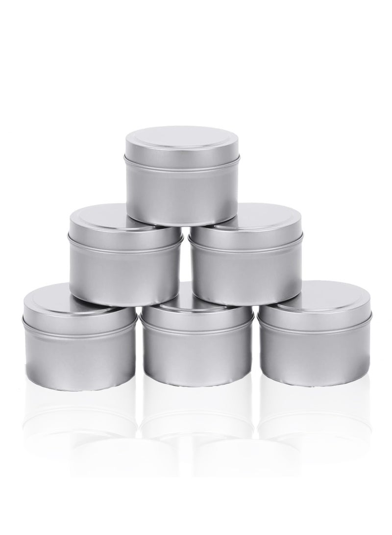 SYOSI Candle Tins, 5 Piece, Metal Candle Containers for Making Candles, Arts & Crafts, Dry Storage, Party Favors and More - Round Tin with Slip-On Lids (70g/Piece, 118ML, Silver)  - Image 1