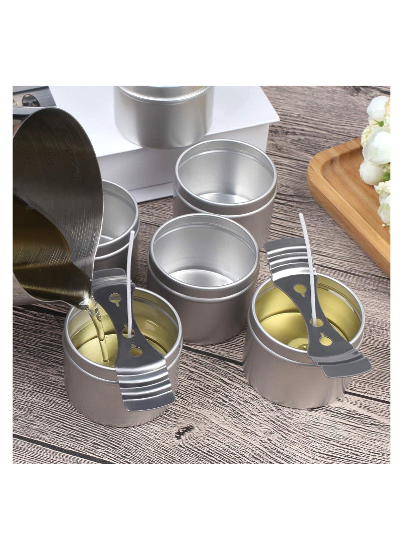 SYOSI Candle Tins, 5 Piece, Metal Candle Containers for Making Candles, Arts & Crafts, Dry Storage, Party Favors and More - Round Tin with Slip-On Lids (70g/Piece, 118ML, Silver)  - Image 3