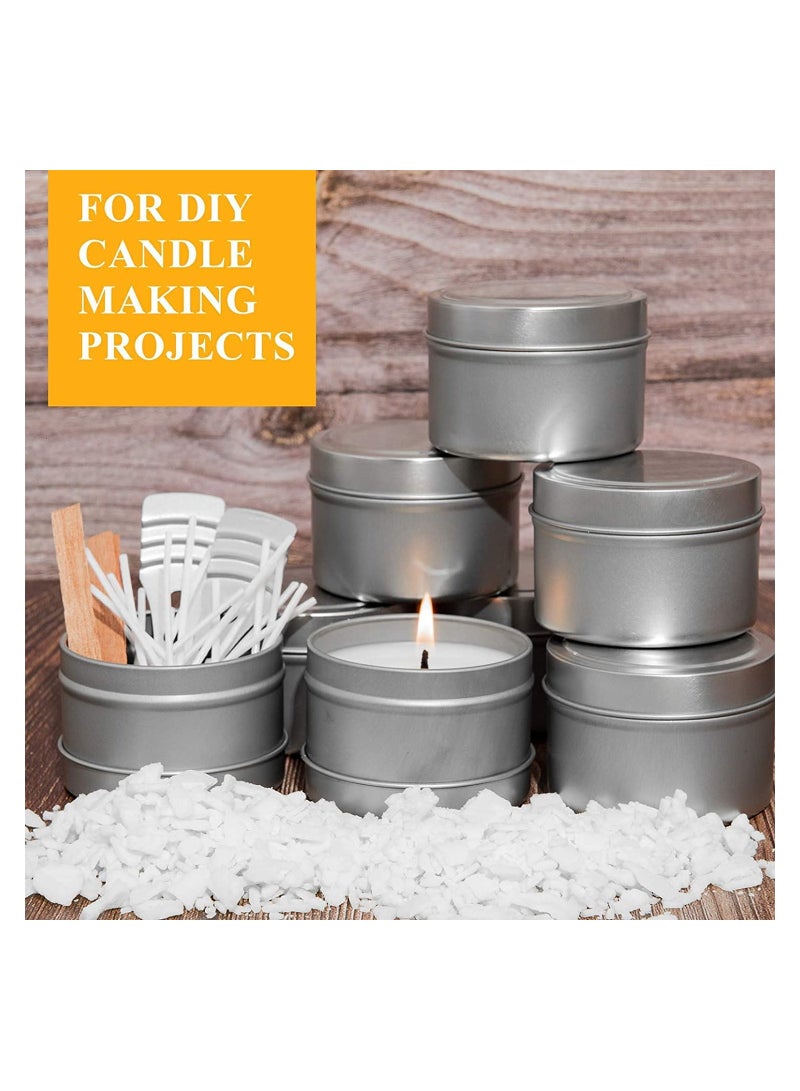 SYOSI Candle Tins, 5 Piece, Metal Candle Containers for Making Candles, Arts & Crafts, Dry Storage, Party Favors and More - Round Tin with Slip-On Lids (70g/Piece, 118ML, Silver)  - Image 2