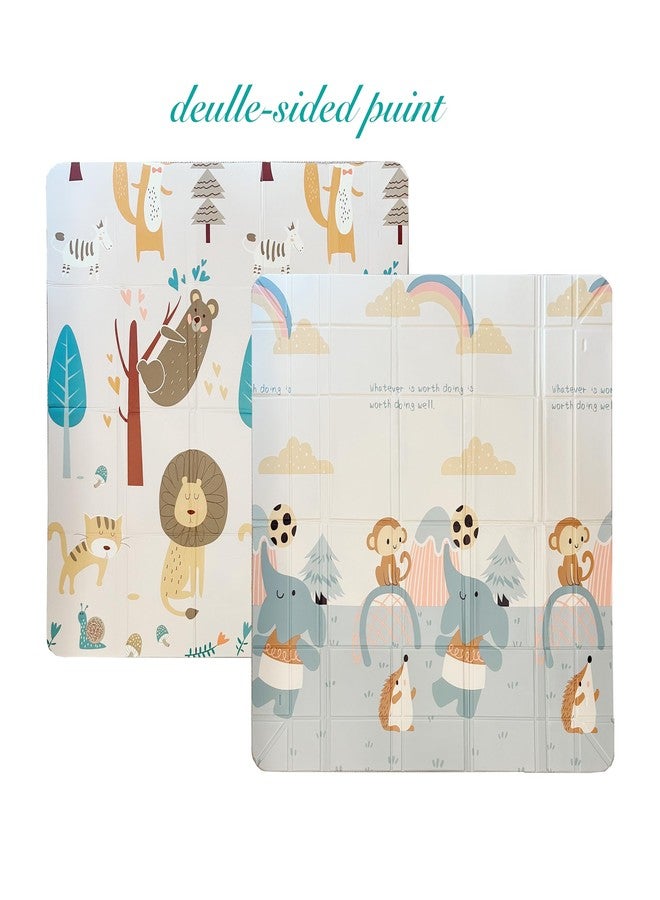 Tarkan Foldable Baby Play Mat with Raised Borders, Soft Foam Double-Sided Crawling Mat, 150 x 150 cm x 8mm, Animal Design, Compact Storage with Bag - Image 5