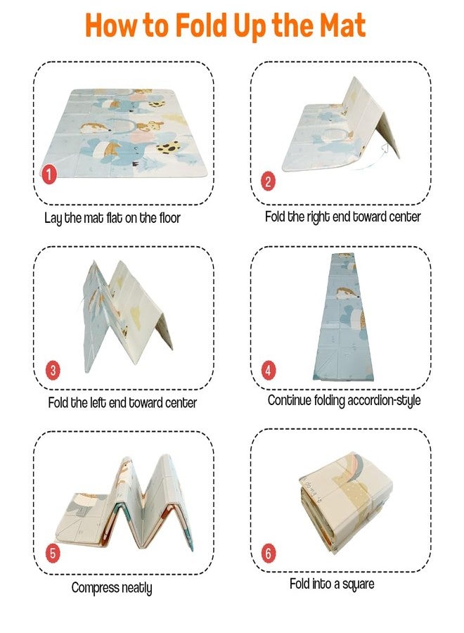 Tarkan Foldable Baby Play Mat with Raised Borders, Soft Foam Double-Sided Crawling Mat, 150 x 150 cm x 8mm, Animal Design, Compact Storage with Bag - Image 2