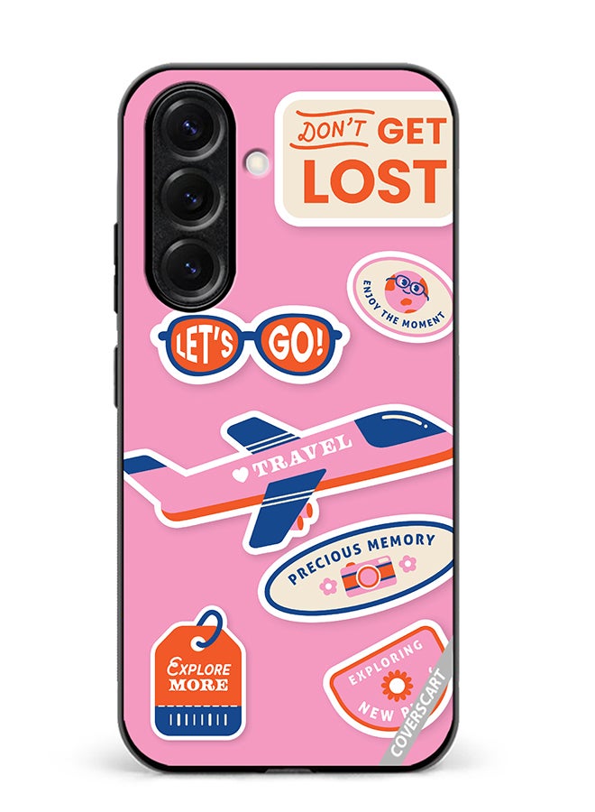Protective Case Cover For Samsung Galaxy S25 Travel Sticker Design Multicolour